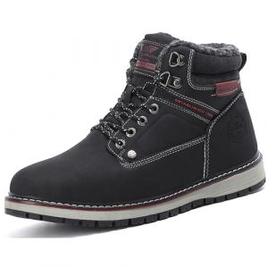 ARRIGO BELLO Bottes Homme Hiver Chaussure Bottines Montante Fourrure Antid&eacute;rapant Chaude Cuir Neige Randonn&eacute;e Boots Taille 41-46 (A Noir-Fourrure Chaude, Taille 44) (ArrigoBello, neuf)