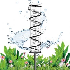 YANGUN Pluviom&egrave;tre pour jardin - R&eacute;sistant au gel - 17 cm - Pluviom&egrave;tre en verre - Pluviom&egrave;tre avec piquet en m&eacute;tal - Cadre en m&eacute;tal - Pluviom&egrave;tre pour pelouse et jardin (XANEU, neuf)