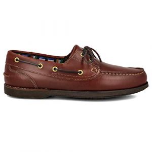 PAYMA - Chaussures Bateau Mocassin de Sport en Cuir pour Hommes. Grandes Tailles. Cuir huil&eacute;. Semelle en Caoutchouc. Cognac Lacets, EU 42 (Calzados Payma, neuf)