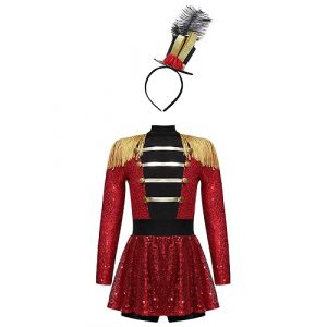 Doomiva Enfant Fille Robe de Cirque D&eacute;guisement Costume Clown Sorci&egrave;re Cirque Robe Frange Paillettes de Soir&eacute;e F&ecirc;te Carnaval 5-16 Ans Rouge 9-10 Ans (Doomiva EU, neuf)