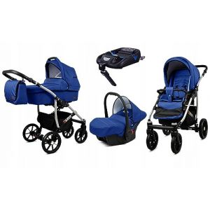 BabyLux® Enfant Poussette Combinée Set 4 en 1 - Qbaro - incl. Nacelle, Canne, Siège de voiture, ISOFIX Base - Siège Auto - Landau Bébé - avec Sac à langer, Habillage pluie etc. (BabyLux-shop, neuf)