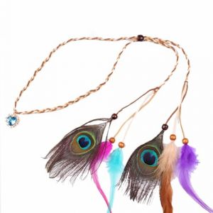 Bandeau Indien Plumes Femmes Coiffure Plume Boho Bandeau Bandeau Bohème à Plumes Coiffe Indienne Bandeaux Hippie Coiffe Headband Cheveux Bohème Carnaval Costumes Accessoires (ZARAUE, neuf)