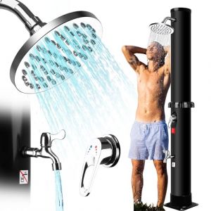 Qdreclod Douche Solaire 35 Liters, Douche de Jardin avec Pommeau de Douche Rotatif et Robinet &agrave; Pied, Douche Solaire Piscine Ext&eacute;rieure pour Jardin Plage, Temp&eacute;rature de l'eau R&eacute;glable, Jusqu'&agrave; 60 &deg;C (Lilidirect, neuf)