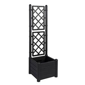 Treillis espalier avec jardini&egrave;re en plastique anthracite/gris dimensions l x l x h en cm : 43 x 43 x 142 cm-topp pour jardin, terrasse et balcon. (DieHandwerksprofis, neuf)