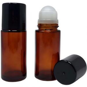 Essenciales Flacon Roll On rechargeable 50 ml 2 flacons en verre ambré sans fuite - Rollon facile à mettre et à enlever (Essenciales, neuf)