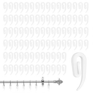 100 Pièces Crochets de Rideaux,Crochet Rideau Rail,Crochets de Rideau en Plastique Blanc,Crochet de Rideau pour Rail Accroche Rideau,Clips pour Rideau de Douche,Rideau de Fenêtre et Rideau de Porte (bbicasalinghi, neuf)