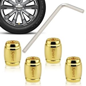 Cimown 4 Pièces Antivol Bouchons ​de Valve Bouchon,Capuchon de Valve Auto,Capuchon de Valve Capuchon de Valve Universel de Rechange pour Voitures, VUS, Camions, Motos (Or) (CIMOWN, neuf)