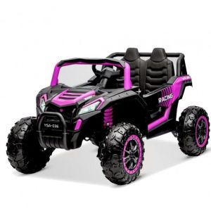 Buggy électrique Enfant LXF Hurok 12V, 4 Moteurs 25w, télécommande parentale 2.4 Ghz, Simili-Cuir, Feux LED Avant/arrière, Prise USB et Tableau de Bord (Rose) (Evendi, neuf)