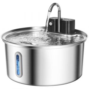 Fontaine pour Chat sans Fil, Fontaine a Eau Chat en Acier Inoxydable avec Detecteur de Mouvement et Batterie 4200mAh - Fontaine &agrave; Eau pour Chats avec Filtre et r&eacute;servoir d'eau de 3.2L (ProPetmo, neuf)