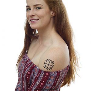 1 x Croix de J&eacute;rusalem Tatouage en Noir - Tatouage temporaire sur la Peau (1) (Tattoodrucker, neuf)