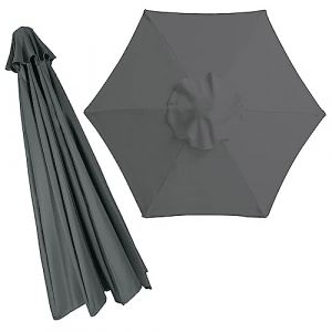 Toile de rechange pour parasol 2.0m/2.7m/3.0m, toile de parasol deporté 6 baleines/8 Baleines, Housse de rechange pour parasols de jardin, Anti-UV extérieur Parasols Auvent de rechange(Couleur:Dark Gr (CSXMY, neuf)