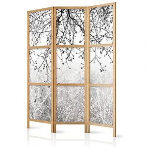 murando - Paravent Intérieur Japonais 135x172 cm - Séparateur de Pièce en Bois Naturel et Toile Imprimée - Cloison de Séparation pour Chambre à Coucher - b-C-0840-z-b (murando, neuf)