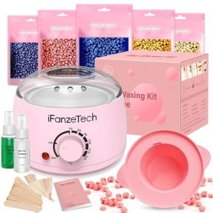 Chauffe Cire Epilation, Kit Epilation Cire: avec 5*100g Perle, 30 Spatules, Silicone Bol & Gants, Appareil Chauffe-cire Épilation Pour Tous Corps/Visage/Sourcils, Facile Nettoyer & Tous Types de Peau (jinkangmaoyi, neuf)