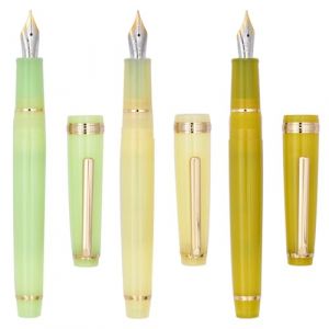 Ranvi 3 PCS Jinhao 82 Stylo Plume Acrylique Cyan, Jaune et Vert, Plume Fine Iridium Garniture Dorée avec Ensemble Convertisseur (RuiyingTech-EU, neuf)