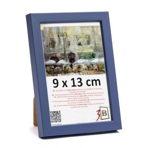 3-B Cadre photo LUND - Bleu foncé - 9 x 13 cm - Cadre en bois - Cadre photo - Cadre portrait avec verre acrylique (Waldorff GmbH, neuf)
