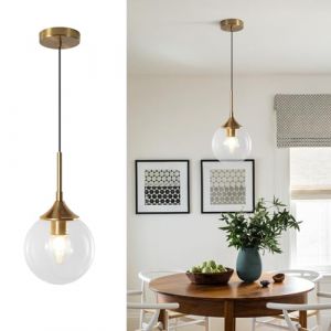 KCO &Eacute;clairage suspendu globe transparent pour &icirc;lot de cuisine en verre bulle dor&eacute; luminaire suspendu moderne du milieu du si&egrave;cle pour salon salle &agrave; manger (&Eacute;clairage KCO, neuf)