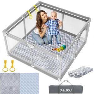 DJEDJEO Parc Bebe Pliable,125cm Parc Bebe avec Tapis, Parc Bebe Modulable avec Base Antidérapante et Maille Douce Respirante, Parc Enfant avec Porte Zippée,Centre D'activités pour Enfants,de 0 à 6 Ans (SUNSHINE BABY PARADISE, neuf)