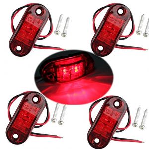 Futheda 4 pcs Rouge IP65 12 V/24 V Ovale LED latérales Feux de gabarit Avant Feux arrière Lampes Universel Indicateur de Position pour Camion remorque Van Caravan Camion de Voiture Bus Bateaux (Futheda, neuf)