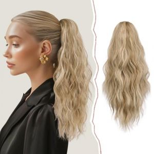 Sofeiyan Extension de Queue de Cheval, 45cm Longue Claw Clip Postiche Cheveux Ponytail Ondul&eacute;e Queue de Cheval Extension &agrave; Clip Naturel Synth&eacute;tique Postiche pour Femme, Blond Clair & Blond Platine (SofeiyanEU, neuf)