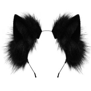 dressfan Serre Tete Oreilles de Chat Bandeau Peluche Chat Neko Oreilles Carnaval Cosplay Costumes Déguisement, Femmes et Hommes Cat Bandeau Cosplay Costume Accessoires pour Carnaval & Halloween,Noir (Super Well, neuf)