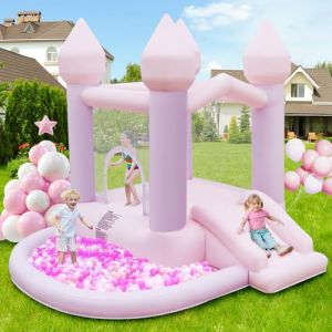 FBSPORT Château Gonflable avec Soufflerie, Chateau Gonflable Enfants avec Toboggan, Grande Piscine à Balles pour Mariage Fête Jardin Anniversaire, pour 3-10 Ans, Jusqu'à 140KG (LK-KUDAMZ, neuf)