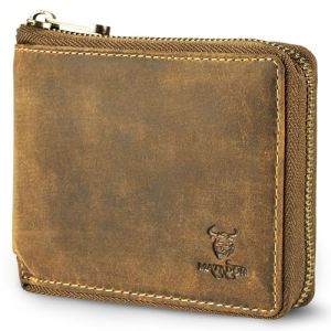 MATADOR Portefeuille pour homme en cuir #BADALONA avec &eacute;l&eacute;gante bo&icirc;te cadeau, Portefeuille &eacute;l&eacute;gant en cuir pour homme avec bloqueur RFID, Portefeuille de luxe avec fermeture &eacute;clair et nombreux (MATADOR LEDER "The German Brand", neuf)