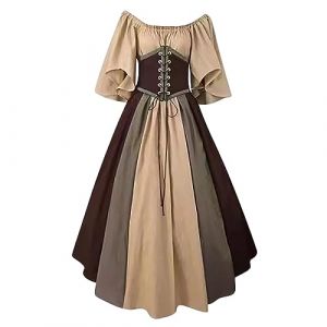 Susenstone 2024 Robe Medievale Femme Grande Taille Victorienne Steampunk Gothique Vintage Medievale Steampunk Costume MéDiéVal Femme DéGuisement Victorienne DéGuisements Dress Halloween Renaissance (⭐⭐⭐⭐⭐Susenstone, neuf)