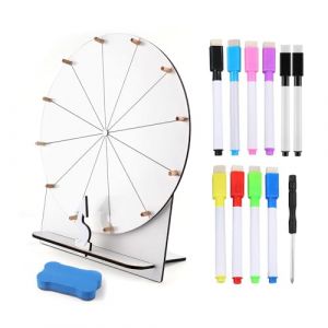 SKIKHN Roue de Prix en Bois, 29cm Roue de La Fortune, Roue de la Chance avec Gomme et Marqueur,Roue de Jeu de Mariage,Roue de la Fortune à Tourner pour Jeux de Loterie, Jeux de Mots, Carnaval, Fête (ENSHISHISHUBAODIANZISHANGWUYOUXIANGONGSI, neuf)