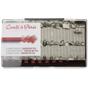 CONTE A PARIS CARRES ESQUISSE SET X12 SANGUINE WATTEAU (Craftelier, neuf)