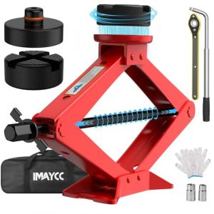 IMAYCC Mise &agrave; Niveau Cric Voiture 3T/3000kg,Universel Crique Voiture avec 2 Tampon Caoutchouc, Portable Cric de Levage avec Cl&eacute; pour &Eacute;crous de Roue, Kit Urgence Automobile pour SUV MPV VoitureTesla (LuisVei-FR, neuf)