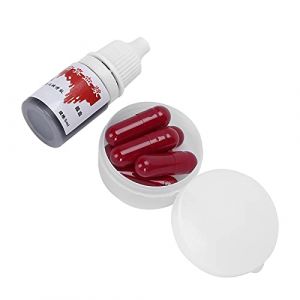 Zerodis DIY Fournit des Capsules de Sang Th&eacute;&acirc;tre de Maquillage Th&eacute;&acirc;tre Sp&eacute;ciaux Effectifs Sp&eacute;ciaux avec des Ingr&eacute;dients S&ucirc;rs 6 Capsules Bo&icirc;te de Rangement Fausse Bouteille de Sang Costume Halloween (Wavebang, neuf)