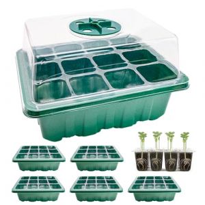 Mudoulu 6 Pi&egrave;ces Mini Serre pour Semis avec Couvercles, Plateau Semis avec 12 Cellules, Pot de Germination pour Terreau, Godet Semis pour Int&eacute;rieur ou Balcon, Verts et Verts R&eacute;utilisables (fumingda, neuf)
