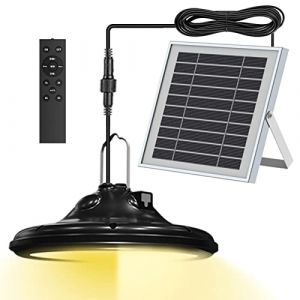 Neoglint Lampe Solaire Exterieur, 100 LED, 3 Modes(3000k-5200k) Suspension Solaire Extérieur avec Détecteur de Mouvement, Télécommande, Lampe Solaire Étanche IP66 pour Jardin, Camping, Cour-Φ17cm (SHUOTUOWEI, neuf)