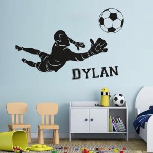 Autocollants Personnalisés De Nom De Football, Autocollant Mural En Vinyle De Gardien De But, Décor De Chambre De Garçons De Club De Football, Affiche Murale De Nom Personnalisée, Vinyle(80X42CM) (HDLOVE, neuf)