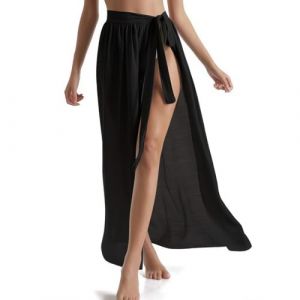 Plage Pareo Bain Robe Femme,Sarong de Maillot Jupe Longue,Cache Sexy Wrap Jupes Ete pour Bikini Piscine,Tenue Paréo Djellaba Taille Unique,Robe Kaftan Tapisserie Chemise Caftan Sortie Homme,Noir (YIYUAN-MENG, neuf)