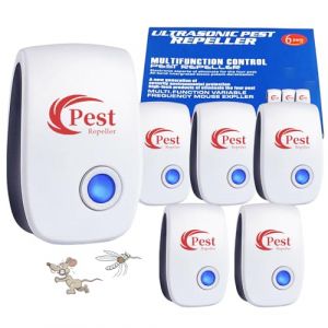 Répulsif Ultrason Anti-Rongeurs Insectes, 6 pcs Ultrason Anti Moustique Ultrason Souris et Rats, Intérieur Répulsif Électronique Insectes pour Souris, Rats Fourmis Araignées Moustiques (EU Chuenyuan, neuf)