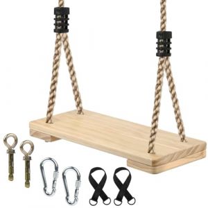 BOPEUY Balancoire Bois, Balancoire Exterieur Bois, Escarpolette Enfant, Balançoire Adulte avec Corde de Chanvre Réglable, Siège Balançoire, Escarpolette pour Arbre - Charge Max 200kg (DISRUPTIVE LEVEL UNIPESSOAL LDA, neuf)