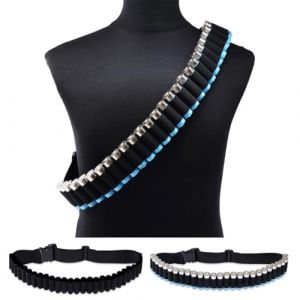 ZORVYN Ceinture &agrave; cartouches, Ceinture de chasse pour munitions, 27 trous en nylon pour cartouches de fusil 12GA, Ceinture r&eacute;glable avec boucle rapide (145 cm de longueur) (SESINEND, neuf)