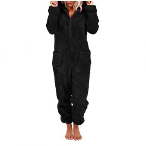 G&eacute;n&eacute;rique Combinaison Pyjama Femme Hiver Chaud Onesie Pilou Pilou Pyjama &agrave; Capuche Grenouill&egrave;re Femme Pyjamas Onesie Tout en Un en Polaire Combinaisons de Nuit Femmes Loungewear V&ecirc;tements S-XXL (YUYUEJUE, neuf)