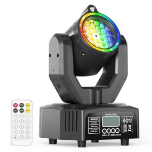 Mini Lyre LED T&ecirc;te Mobile Lampe de Sc&egrave;ne avec T&eacute;l&eacute;commande 30W, RGB Jeux de Lumiere Gobo DJ Effets Lumineux avec ouverture Stroboscope DMX512 pour F&ecirc;tes Bars KTV Mariages (LIMA-LIGHT, neuf)