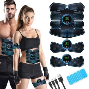 LEMENG Electrostimulateur Musculaire, EMS Ceinture Abdominale Electrostimulation, Abdos Musculation Appareil, Musculation Abdominaux 8 Modes & 19 Intensités, 12Tampons de Rechange (FX DISTRIBUTION France, neuf)