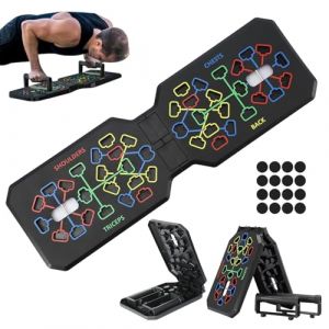 LEKEFETO Planche de pompes avec poign&eacute;es d'entra&icirc;nement 24 en 1 | Planche push-up | Pliable et antid&eacute;rapante (mat&eacute;riau ABS) | Entra&icirc;nement &agrave; domicile | Charge maximale 150 kg + guide musculaire pour (GREENFOODERAN TRADING LTD, neuf)