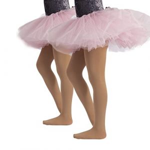 CALZITALY PACK 1/2 Collants de Danse Fille avec Pied | Rose, Beige, Blanc, Noir | 4-14 ans | 40 DEN | Fabriqué en Italie (2 paires – Skin, 12 ans) (SCHINELLI, neuf)