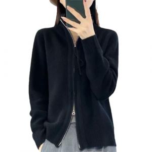 Alloaone Cardigan en Laine &Agrave; Col Montant pour Femme, Fermeture &Eacute;clair, Ample, Manches Longues, Tricot en Cachemire, Pull &Agrave; Bascule (PULINGDEDIAN, neuf)