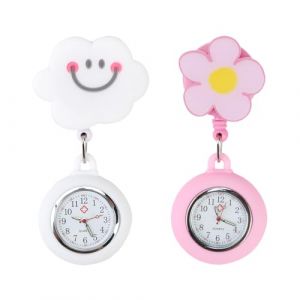 Nazaz Montre &agrave; Gousset d'Infirmi&egrave;re 2Pcs, Montre Trotteuse en Silicone avec Broche, Convient aux infirmi&egrave;res et Autres Professionnels de la sant&eacute;,Pr&eacute;cis et Facile &agrave; Lire, Facile &agrave; Transporter (Fleur) (Nazaz Direct, neuf)