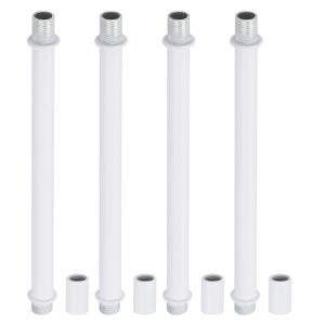 PATIKIL Kit Tige de Lampe à Tube Droit, 4 Ensemble M10 Acier au Carbone 150mm(5.91") Long Tige Filetée à Double Extrémité avec Écrous D'Accouplement Connecteur à Manchon, Blanc (PATIKIL UK, neuf)