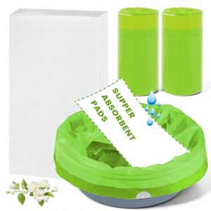 ACWOO Sac Hygi&eacute;nique Pour Chaise Perc&eacute;e, 50Pcs 53 * 40cm Doublures De Chaise Perc&eacute;e De Chevet Avec 50Pcs Coussinets Absorbants Jetables Pour Chaise Perc&eacute;e, Chaise Perc&eacute;e Super Absorbants (AOGOE-EU, neuf)