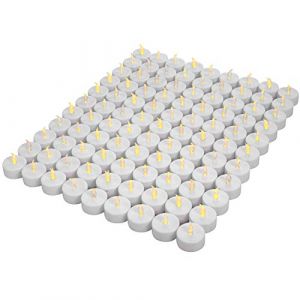 Lot de 100bougies LED Bougies CR2032 piles Bougies Unscented Bougie chauffe-plat sans flamme claire vacillante gef&auml;lschte Bougie pour la maison d&eacute;corations de No&euml;l Mariage (MY Prince, neuf)