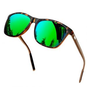 KANASTAL Lunettes de Soleil Homme et Femme Polarisées UV400 Mode Lunette de Soleil Rectangulair Vert Monture Léopard AL-MG (kanastal, neuf)
