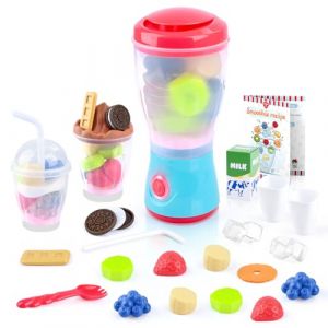 PLAY Blender Toy de Smoothies, Set de Ustensile Cuisine Enfant avec Mixeur, Jouets Alimentaires, Actions R&eacute;alistes, lumi&egrave;res et Sons, Accessoire Cuisine pour Enfant 3+ Ans (LANPA EU, neuf)